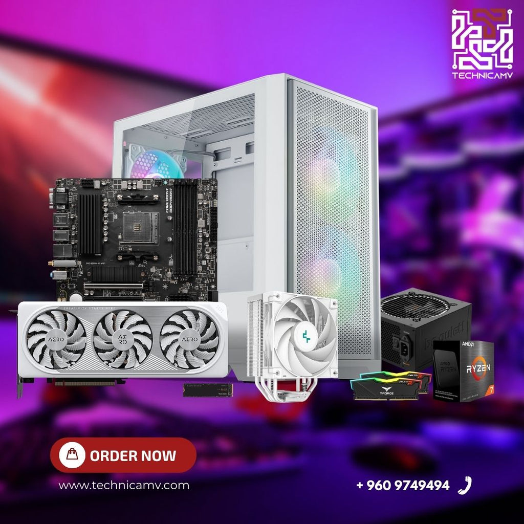 WHITE Custom Built PC - AMD RYZEN 7 5700X, RTX 4060, 1TB SSD, AIR COOLING