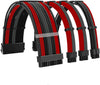 Black/Red/Grey Sleeved Cables 30CM PSU Extension Cable Kit